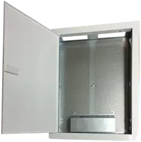 Korpusas/vietinė spintelė, multimedija 500x350x90, įleidžiama, perforuotos durys, 1 x lizdas. elektra, 14x lizdai Keystone ALANTEC