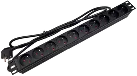 Maitinimo juosta 19" 230V - 10 lizdų (E tipas - CEE 7/5), kabelis 1,8m CEE 7/7 ALANTEC