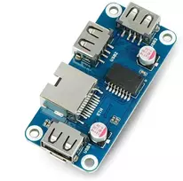 Ethernet/USB (B) HUB - 3xUSB 1xRJ45 Ethernet - priekinės dalies priedėlis, skirtas Raspberry Pi - Waveshare 20416