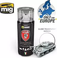 AMMO by MIG Jimenez Titans Hobby blizgus skaidrus akrilinis purškiamas lakas 400 ml
