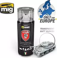 AMMO by MIG Jimenez Titans Hobby akrilinis matinis lakas 400 ml – purškiamas, skaidrus