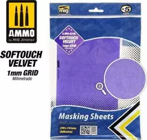„Vallejo Ammo“: „Softouch Velvet“ maskavimo lakštai – 1 mm tinklelis – klijai (290 x 145 mm) (5)