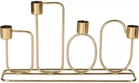 Home Styling Collection Metalinė žvakidė, 4 žvakėms, auksinės spalvos, 27 x 15 cm