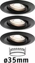 Paulmann NOVA PLUS COIN LED Mini DIM įleidžiamas šviestuvas, pakreipiamas 3x4W 310lm 66mm 2700K IP23 230V matinė juoda