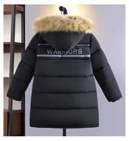 Žieminė vaikiška berniuko pūkinė striukė su gobtuvu, neperšlampama, pastorinta, šilta, viršutinis drabužis, paltas, vaikiška parka 160cm juoda