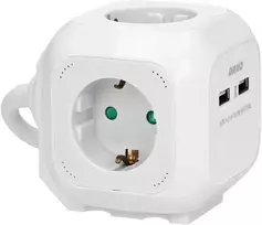 Orno Przedłużacz 4 krypčių prailgintuvas 2P+Z (Schuko), 2xUSB įkroviklis, 1,4 m H05VV-F 3x1,5mm2, baltas