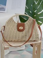 Pajūrio atostogos Retro austas paplūdimio krepšys - Moteriškas rankinis, nešiojamas ant peties, crossbody