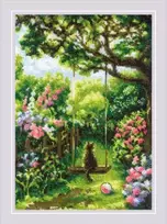 Riolis Kryželiu siuvinėjimo rinkinys Sodas sūpynės 21x30 SR2114