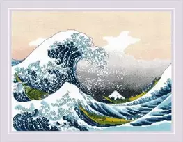 Riolis Kryželiu siuvinėjimo rinkinys „Didysis bangos ties Kanagava po K. Hokusai meno kūrinio“ 40x30 SR2186