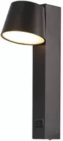 V-tac 8W LED sieninis šviestuvas, juodas, 3000K, su USB