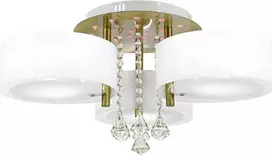Mdeco lubinis šviestuvas Abažūras lubinis LAMP DRS8006/321QG MDECO glamour LAMP su kristalais valgomajam, baltas žalvaris
