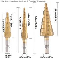 Titano danga dengtas HSS plieno pakopinis skylių grąžtų rinkinys, (2mm-7.0mm) medžiui ir metalui - patvarūs, universalūs, efektyvūs, pakopiniai grąžtai