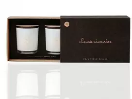 Dviejų sojų vaško žvakių rinkinys "Laimės akimirkos", Candle Family, raudonosios vynuogės , obuoliai, ambra