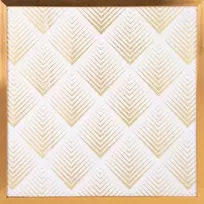 Eurofirany LIMITED COLLECTION BLANCA2 Paveikslas su auksiniu atspaudu aukso spalvos rėmelyje, 53X53 cm, spalva: balta / auksinė