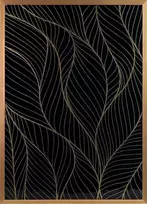 Eurofirany Juodas ir auksinis lapų sienų menas, 53x73 cm dekoratyvinis įrėmintas drobės paveikslas, elegantiškas gėlių sienų dekoras, modernus svetainės meno kūrinys