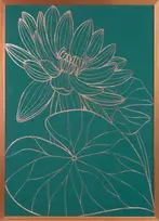 Eurofirany Gėlių sienų menas, žalias ir vario gėlių paveikslas, dekoratyvinis įrėmintas drobės atspaudas, 53x73 cm sienų dekoras, botaninis sienos pakabinimas