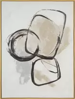 Eurofirany Smėlio spalvos abstraktus rankomis tapytas paveikslas ant drobės, 60x80 cm, modernus įrėmintas meno kūrinys, minimalistinis dekoras, unikali sienų puošmena