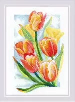 Riolis Kryželiu siuvinėjimo rinkinys "Pavasario švytėjimas. Tulpes" 21x30 SR2191