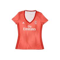 Adidas Real Madrid 2018-19 Logo Print V-Neck Pullover Simple Short Sleeve Football Shirt Women tops DP5448 M
