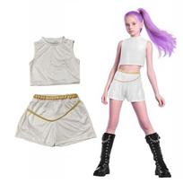 Vaikų K-Pop Demonų Medžiotojų Zoey Rumi Mira Kostiumas Išgalvotas Kostiumas Cosplay Mergaitėms Vaikams Helovinas Karnavalas 110cm jūros spalva