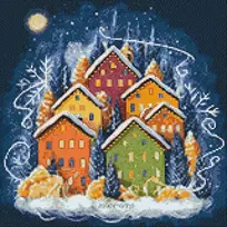 Hobilt Winter Houses 40х40 Deimantinio Paveikslo komplektas Cs2719