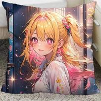 Hoshino Ai Hoshino Ruby Anime Cushion Living Room Sofa Dormitory Bedroom Decorative Pillow linen-45x45cm double-sided [without pillow core] white