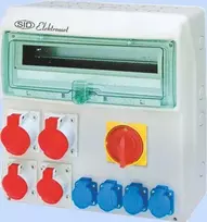 Elektromet RSS-05 skirstomieji įrenginiai su 0-1 jungikliu 100A langas 18 mod 2x32A 3P+N+E 400V 2x16A 3P+N+E 400V 4x16A 2P+E 250V IP44 (942055)