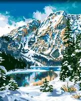 Beldizart (Nutrauktas) Deimantinė tapyba su porėmiu 40x50 cm Žiema kalnuose DP406