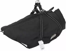 Šunų kailis su diržais, atsparus vandeniui, juodas, 4XL