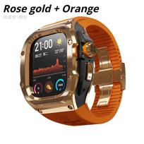 316L Stainless Steel Case ModificationKit for Apple Watch Ultra3 2 1 Fall Prevention Rubber Band for iWatch Series 49mm Universal Protector Ultra 3/2/1 49MM oranžinė