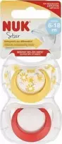 NUK 401919 STAR FLOW SILICONE čiulptukas 6-18 2PCS 541395, 176287