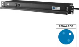 Caymon CAYMON PSR429F/B Maitinimo juostelė 19" – 9 prancūziški lizdai, LED lemputė / USB / saugiklis