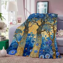 Gustav Klimt Green Flower Blanket Warm And Soft Suitable For Bedroom Living Room Sofa Bed Office Travel Camping 30x40in