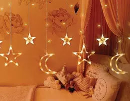 GoodBuy PR LED šviesos užuolaidos, žvaigždės ir mėnuliai, šilta balta šviesa