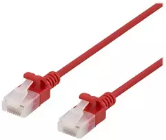 DELTACO U/UTP Cat6a jungiamasis kabelis, plonas, 3,5 mm skersmens, 1 m, raudonas