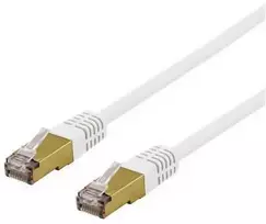 DELTACO S/FTP Cat6a jungiamasis kabelis, 0,3 m, 500 MHz, Delta sertifikuotas, baltas