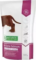 NATURE'S PROTECTION Mini extra lašiša Adult Small breed dog, suaugusių mažų ir labai mažų veislių šunų sausas pašaras su lašiša, 500g