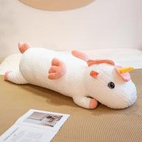 Velvet Unicorn Body Pillow for Kids - Plush Long Cushion and Cute Backrest Toy Medium 1m kremas baltos spalvos