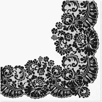 Paw Lacy Frame Juodos popierinės servetėlės 33 x 33 cm 20 vnt