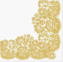Paw Lacy Frame Auksinės popierinės servetėlės 33 x 33 cm 20 vnt