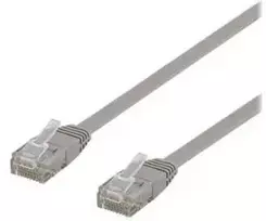 Deltaco U/UTP Cat6 jungiamasis kabelis, plokščias, 0,3 m, 250 MHz, pilkas
