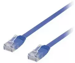 Deltaco U/UTP Cat6 jungiamasis kabelis, plokščias, 0,3 m, 250 MHz, mėlynas