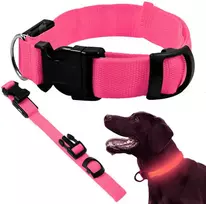 Šviečiantis LED antkaklis šunims ir katėms, 46-59 cm, rožinis