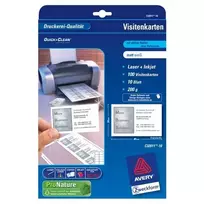Avery Zweckform vizitinės kortelės, baltos, matinės, A4, 200 g / m2, 85x54mm, 10 lakštų