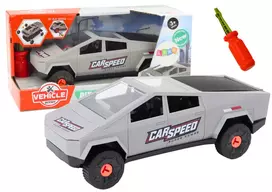Lean Toys Modernus pilkas automobilio rinkinys su atsuktuvu