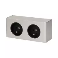 Orno Podwójne Dviguba baldų kištukinė rozetė po spintele, 2x2P+Z, sidabrinė