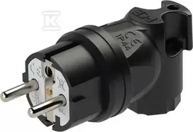 PCESP nešiojamas guminis kištukas 16A 2P+Z 230V IP44 uni-schuko kampinis PCE Taurus 05821-s juodas