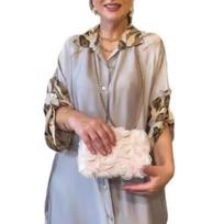 Lady Spring Maxi  suknelė su atvartu, leopardo raštu ilgomis rankovėmis su rankogaliu, laisva vienaeilė vintažinė laisvalaikio suknelė aukštu juosmeniu XL balta