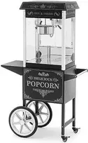 Royal Catering Profesionali kukurūzų spragėsių mašina ant vežimėlio su RETRO apšvietimu, 88 l, 1600 W, juoda