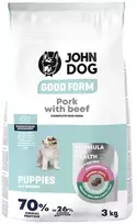 JOHN DOG Good Form Junior Pork with jautiena – sausas Maistas šunims – 3kg
